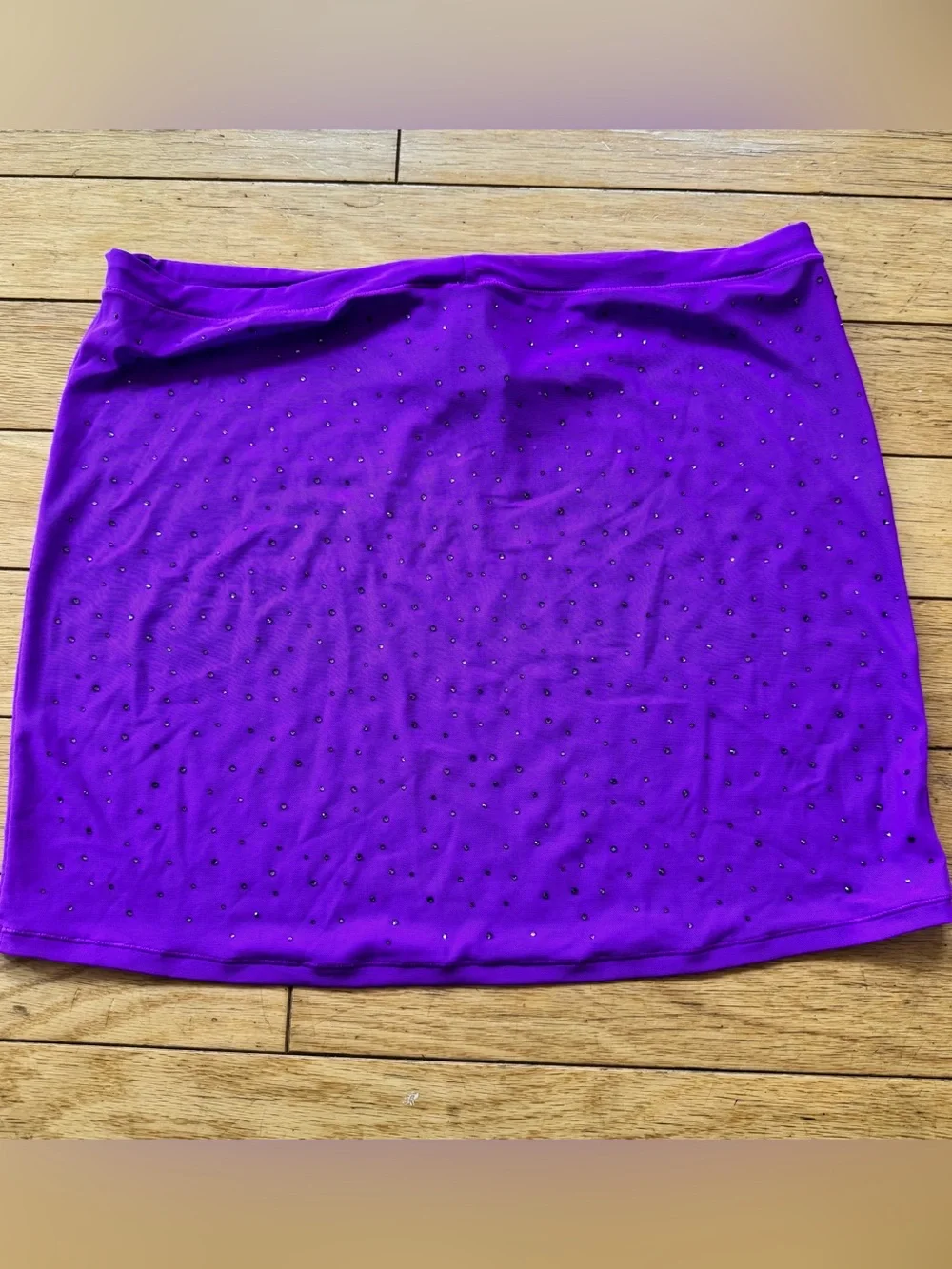 SKIMS Purple Rhinestone Sheer Mesh Swim Coverup Micro Mini Skirt Size M